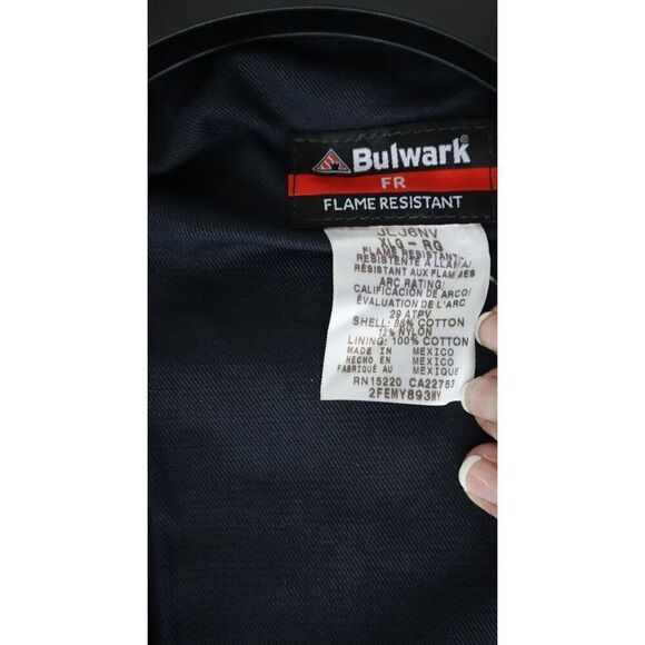 Bulwark JLJ6NV Men's Sz XL Navy DWR Flame Resistant Unlined Bomber Jacket - Picture 8 of 12